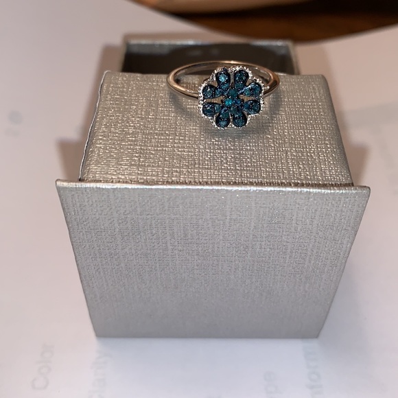 Jewelry - BLUE DIAMOND (HPHT), FLORAL, RING, SIZE 8